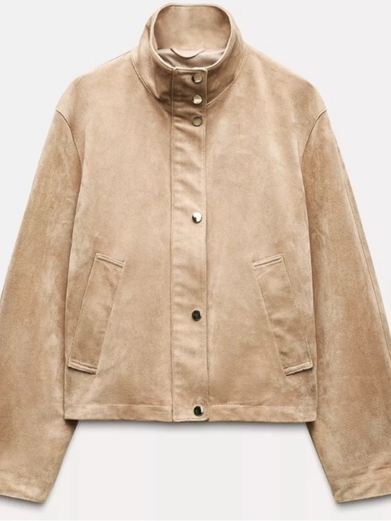 Zara Jackets & Blazers - Zara High Collar Faux Suede Jacket, Taupe, XXL, Like New!
